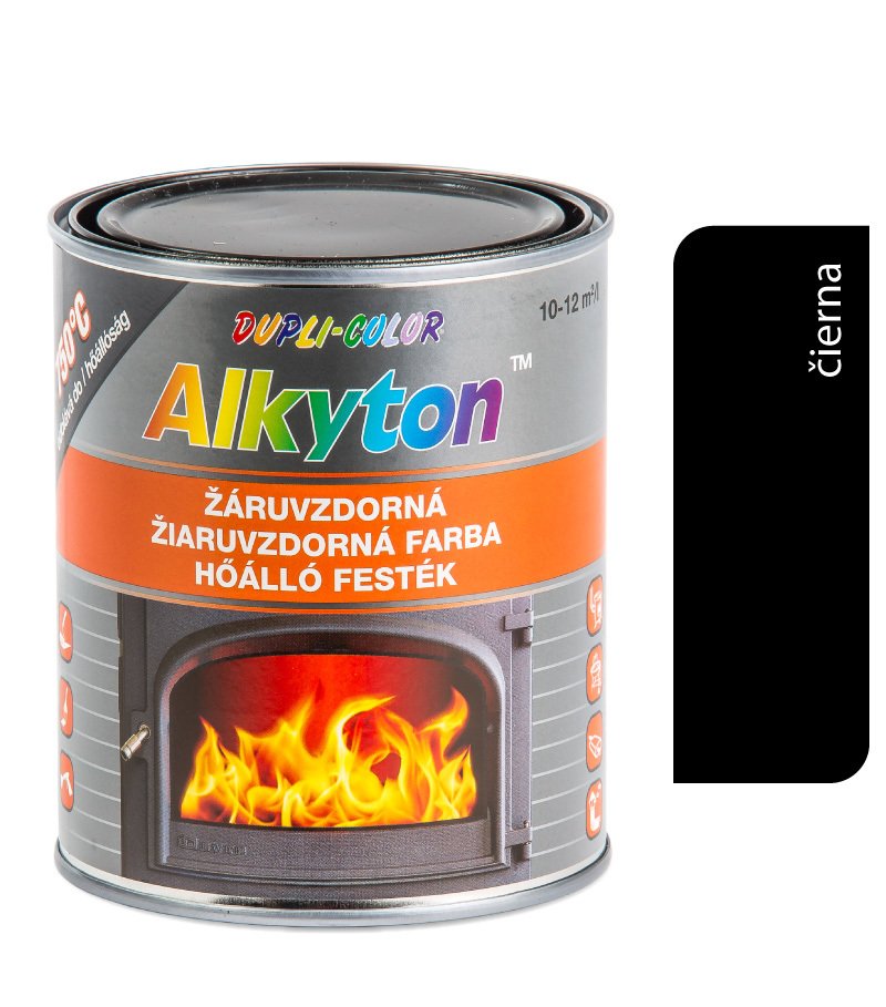 Alkyton žiaruvzdorná farba 750°C, čierna 2,5l
