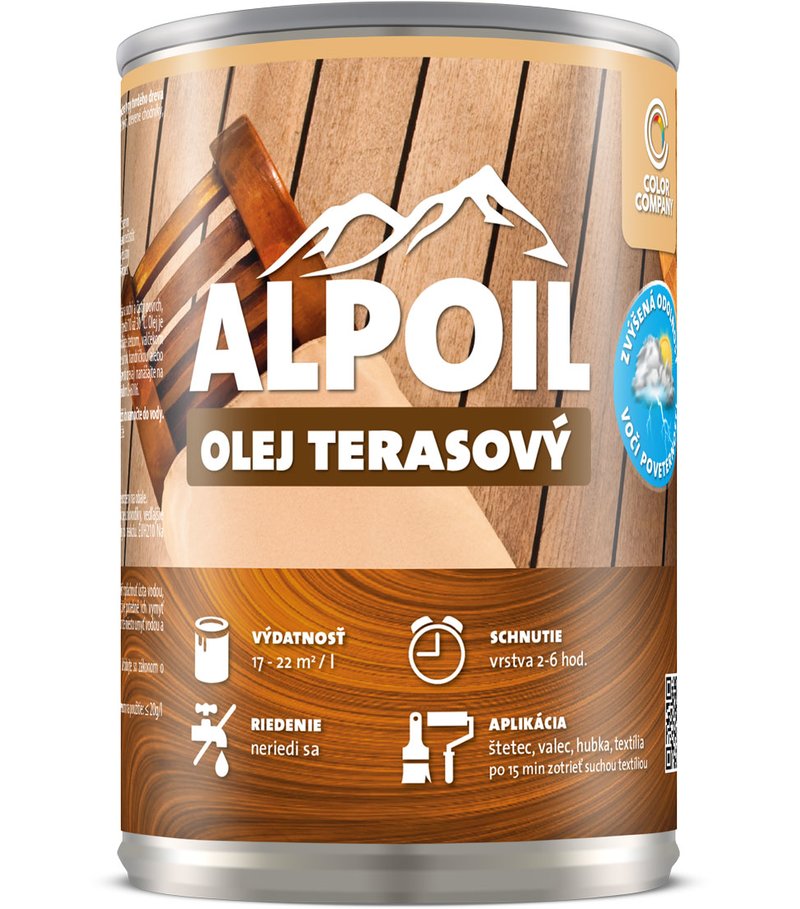 Color company Alpoil olej terasový - Impregnačný olej na terasy a drevo 0,5l