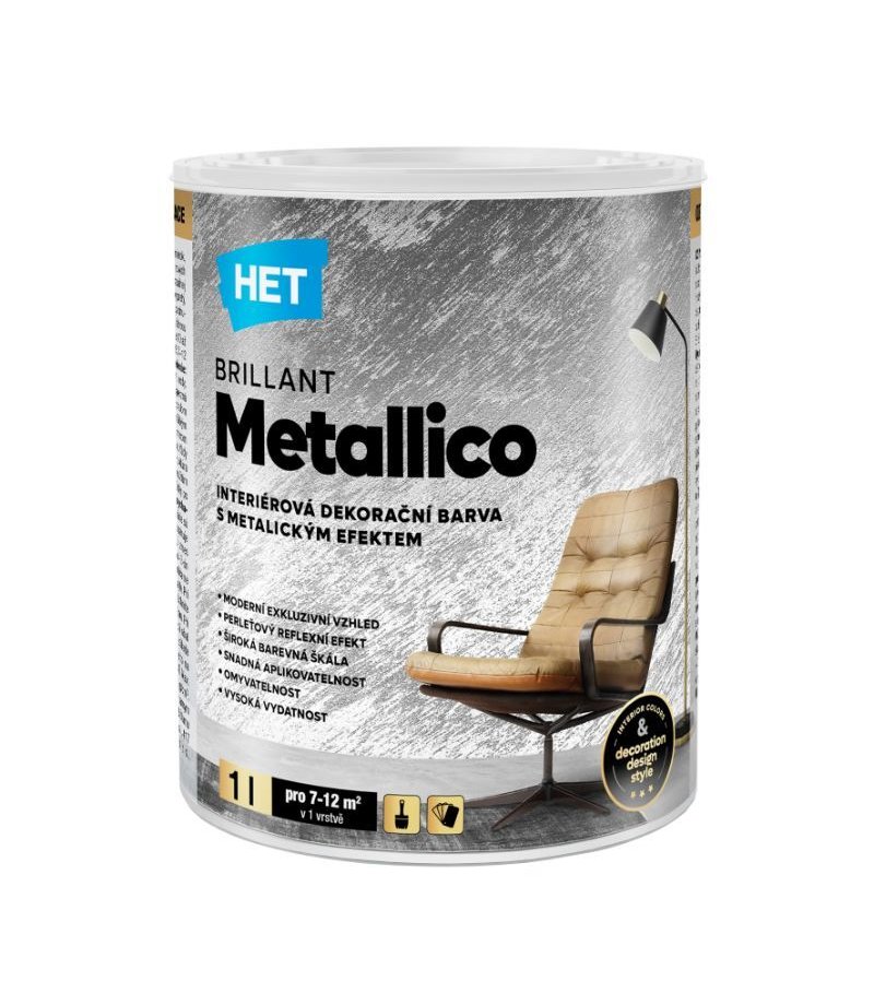 Het Brillant Metallico báza Gold 1l - metalická dekoračná farba