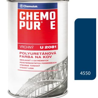 Chemolak Chemopur E U2081 4550 návestná modrá - Vrchná polyuretánová farba na kov, betón, drevo 0,8l