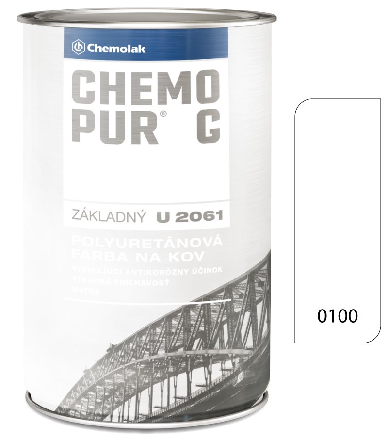 Chemolak Chemopur G U2061 0100 biela - Základná polyuretánová dvojzložková farba 0,8l