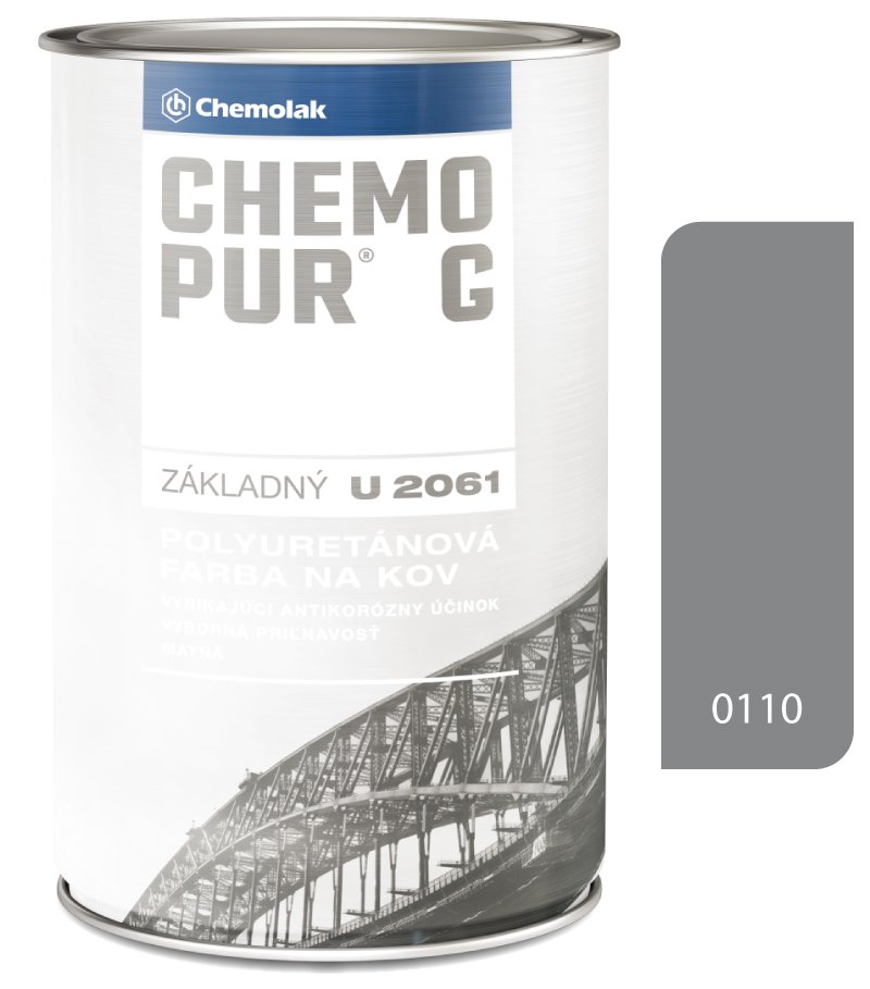 Chemolak Chemopur G U2061 0110 šedá - Základná polyuretánová dvojzložková farba 0,8l