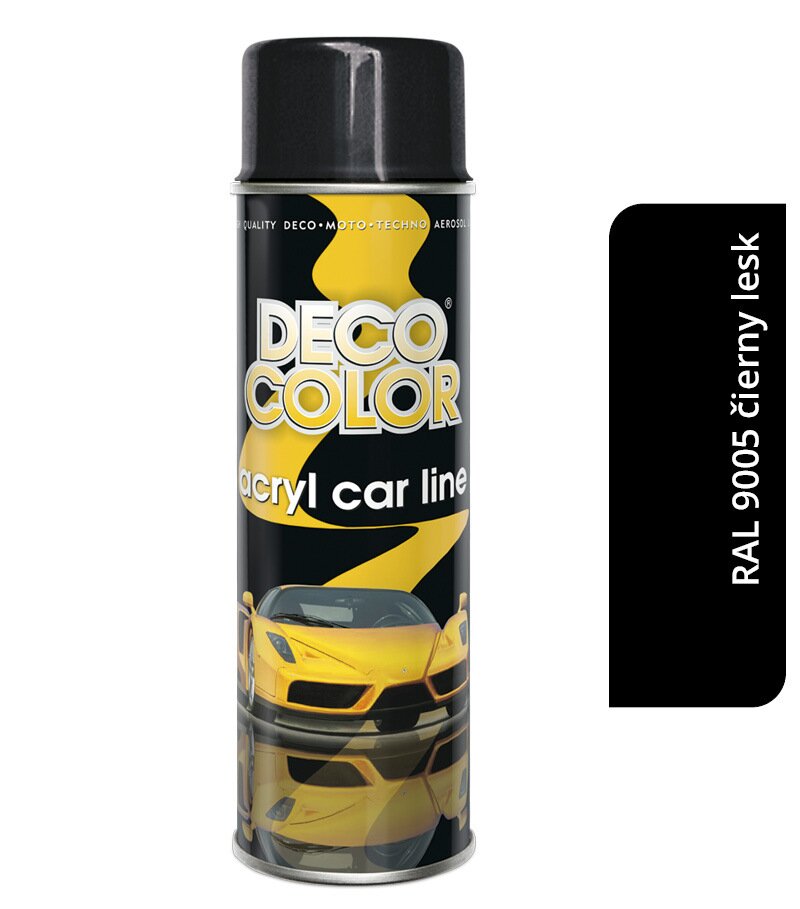 Deco color Acryl Car line - Akrylový autolak RAL 9005 čierny lesk 500ml