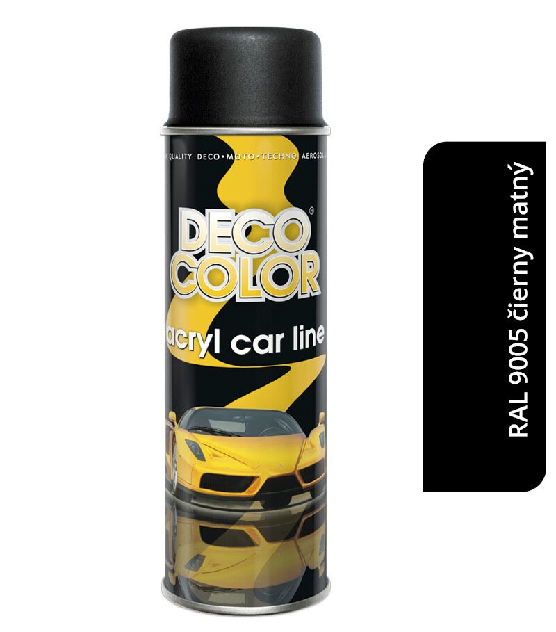 Deco color Acryl Car line - Akrylový autolak RAL 9005 čierny matný 500ml