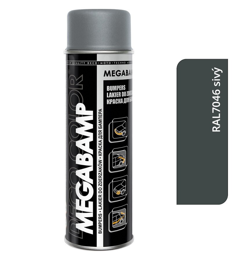 Deco color Megabamp - Akrylátový lak na plastové nárazníky RAL 7046 sivý 500ml