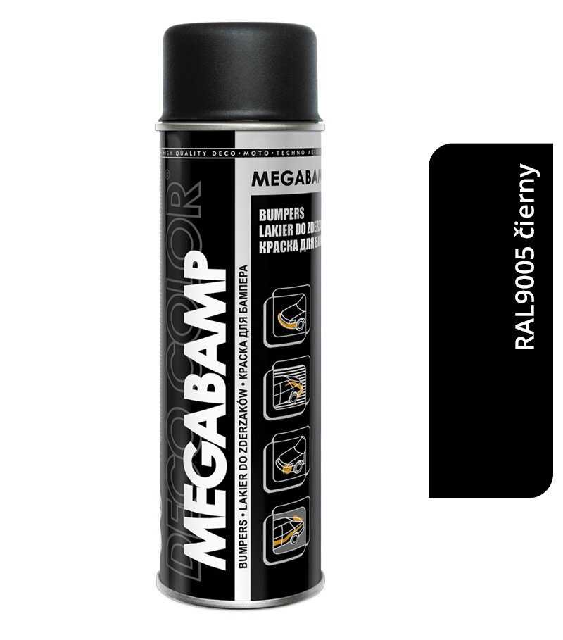 Deco color Megabamp - Akrylátový lak na plastové nárazníky RAL 9005 čierny 500ml