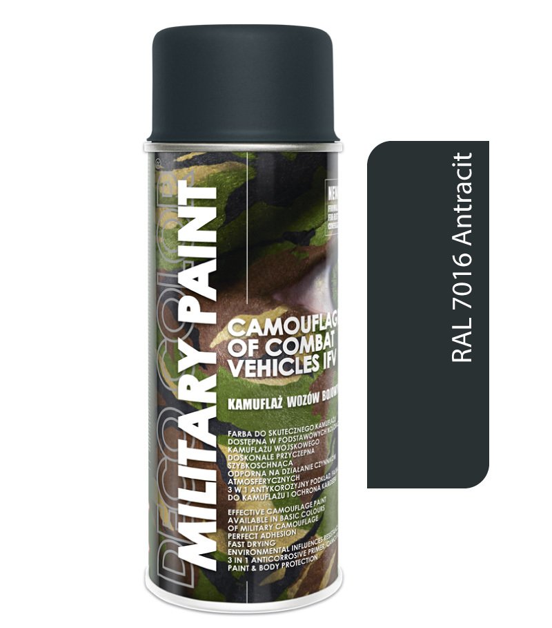 Deco color Military Paint, antracitová šedá RAL 7016 - kamuflážny sprej 400ml