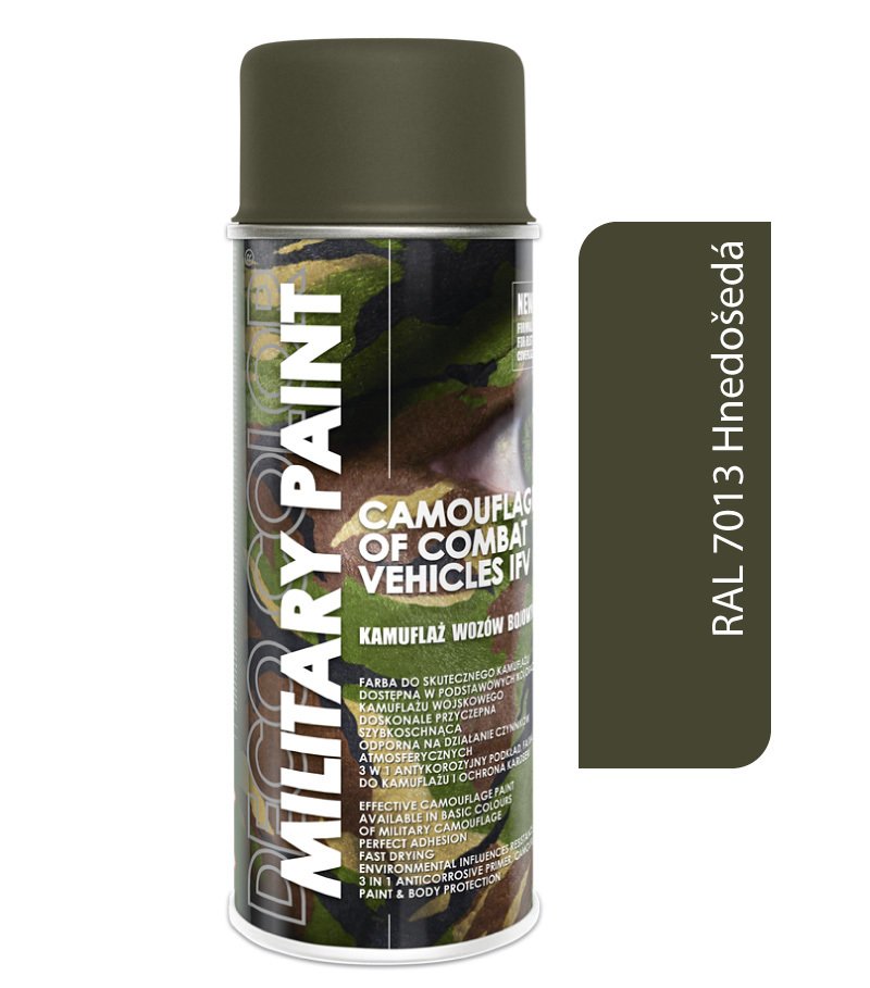 Deco color Military Paint, hnedošedá RAL 7013 - kamuflážny sprej 400ml