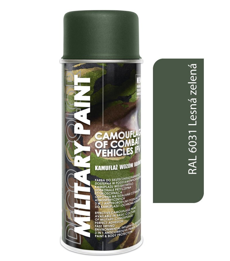 Deco color Military Paint, lesná zelená RAL 6031 - kamuflážny sprej 400ml