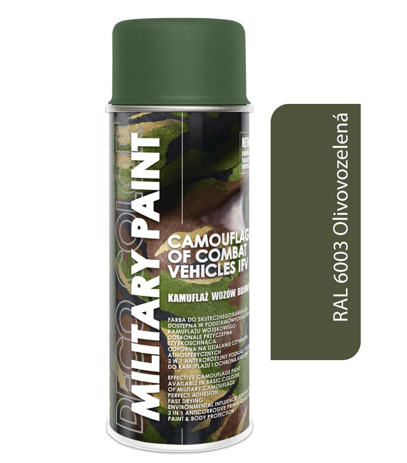Deco color Military Paint, olivovozelená RAL 6003 - kamuflážny sprej 400ml