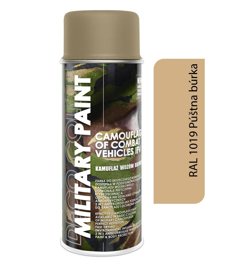 Deco color Military Paint, púštna búrka RAL 1019 - kamuflážny sprej 400ml