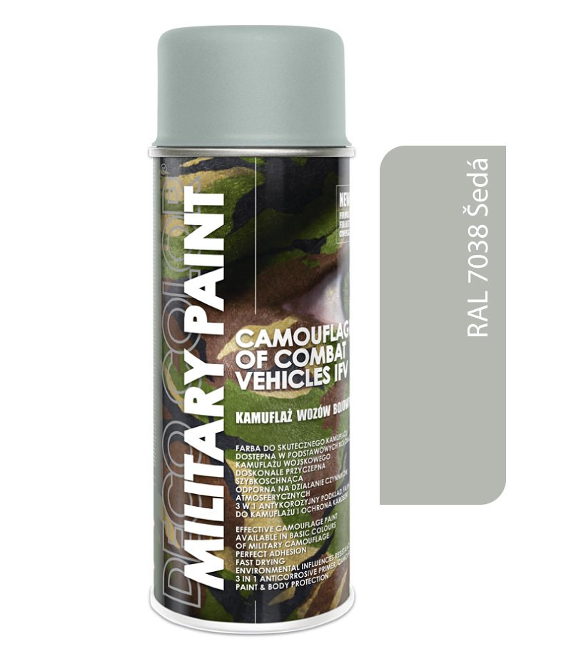 Deco color Military Paint, šedá RAL 7038 - kamuflážny sprej 400ml
