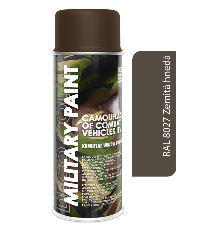 Deco color Military Paint, zemitá hnedá RAL 8027 - kamuflážny sprej 400ml