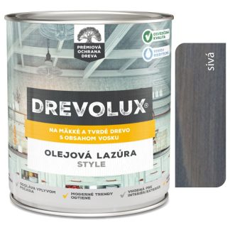 Chemolak Drevolux Style dekoračná a ochranná lazúra na drevo s voskom, sivý 0,75l
