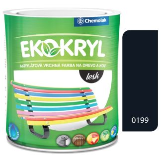 Chemolak Ekokryl Lesk V2062 0199 čierna - vrchná akrylátová farba na drevo a kov 0,6l