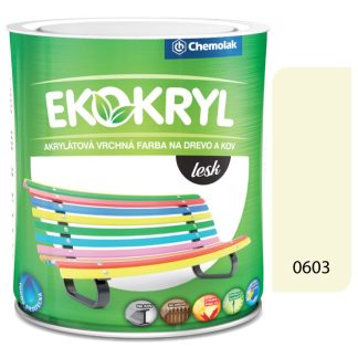 Chemolak Ekokryl Lesk V2062 0603 slonová kosť - vrchná akrylátová farba na drevo a kov 0,6l
