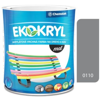 Chemolak Ekokryl Mat V2045 0110 šedá - vrchná akrylátová farba na drevo a kov 0,6l
