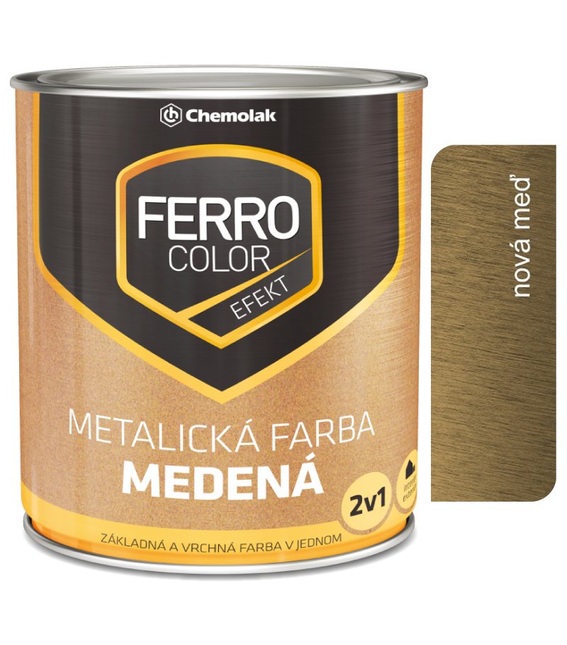 Chemolak Ferro Color Efekt medená - syntetická antikorózna farba 2v1 pololesklá 0,75l