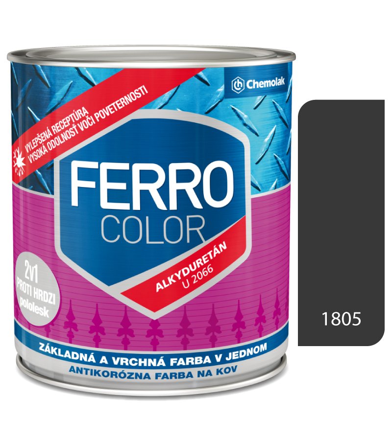 Chemolak Ferro Color U2066 1805/RAL 7016 0,75l pololesk - základná a vrchná farba na kov