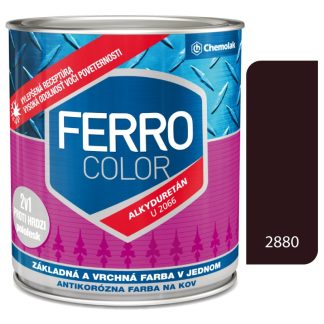 Chemolak Ferro Color U2066 2880 tmavohnedá Pololesk - základná a vrchná farba na kov 0,75l