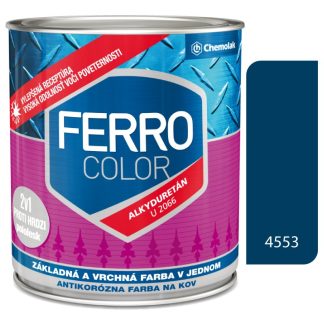 Chemolak Ferro Color U2066 4553 tmavomodrá Pololesk - základná a vrchná farba na kov 0,75l