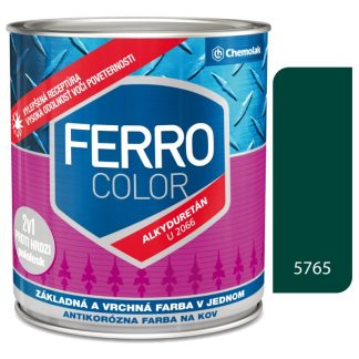 Chemolak Ferro Color U2066 5765 tmavozelená Pololesk - základná a vrchná farba na kov 0,75l
