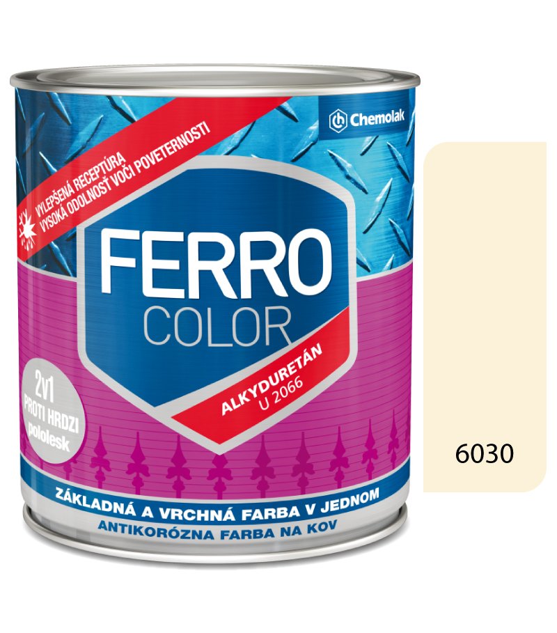 Chemolak Ferro Color U2066 6030 slonova kosť Pololesk - základná a vrchná farba na kov 0,75l