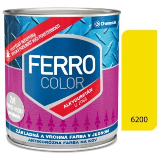 Chemolak Ferro Color U2066 6200 žltá Pololesk - základná a vrchná farba na kov 0,75l