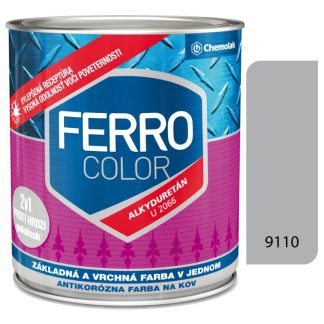 Chemolak Ferro Color U2066 9110 hliníková Pololesk - základná a vrchná farba na kov 0,75l