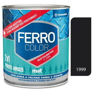 Chemolak Ferro Color U2066 Mat 1999 čierna - základná a vrchná farba na kov 2,5l