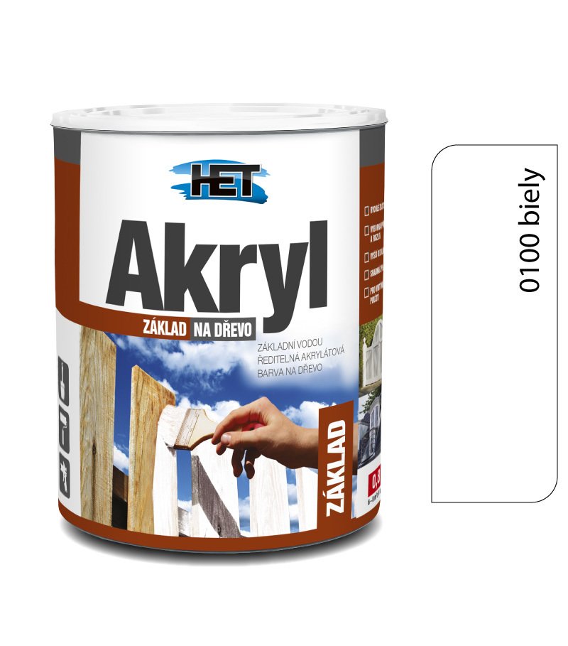 Het akryl zakl.na drevo 0100 0,7kg biela