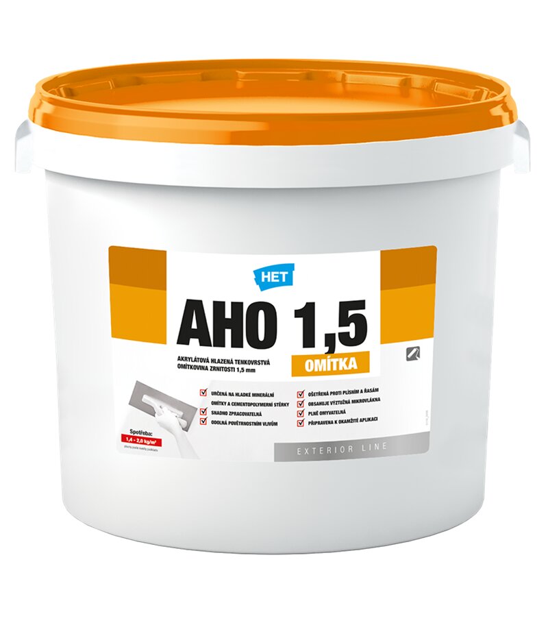 Het Omietka AHO 1,5 - Akrylátová hladená tenkovrstvá omietka zrnitosť 1,5mm 25kg