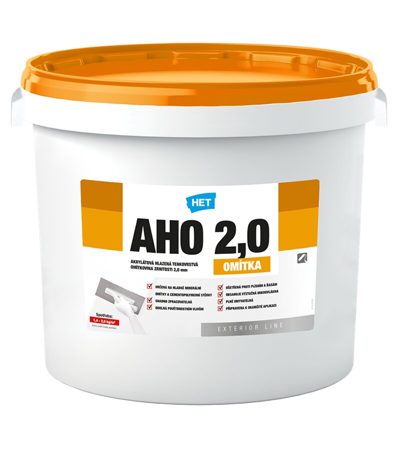 Het Omietka AHO 2 25kg - akrylátová hladená tenkovrstvá omietka zrnitosť 2mm