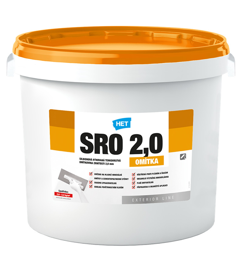 Het Omietka SRO 2 25kg - silikónová ryhovaná tenkovrstvá omietka zrnitosť 2mm