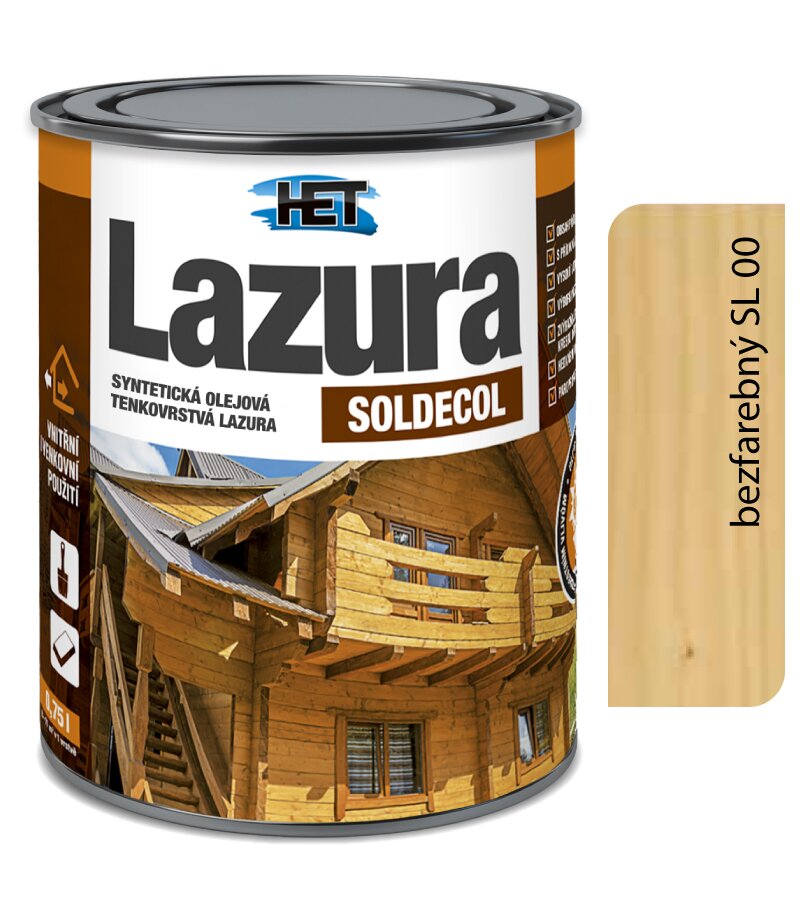 Het Soldecol lazúra SL00 bezfarebný - Tenkovrstvá lazúra 5l