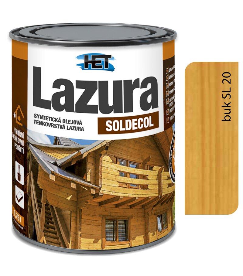 Het Soldecol lazúra SL20 buk 5l - tenkovrstvá lazúra