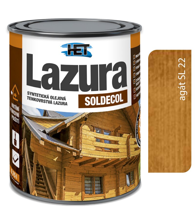 Het Soldecol lazúra SL22 agát 5l - tenkovrstvá lazúra