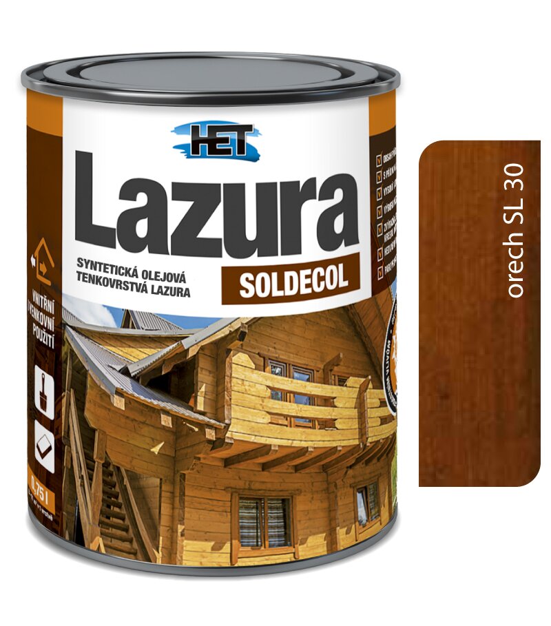 Het Soldecol lazúra SL30 orech - Tenkovrstvá lazúra 2,5l