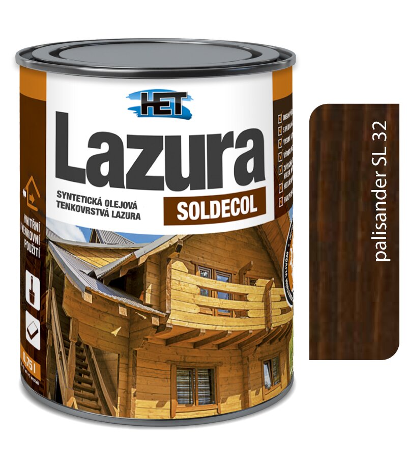 Het Soldecol lazúra SL32 palisander - Tenkovrstvá lazúra 0,75l