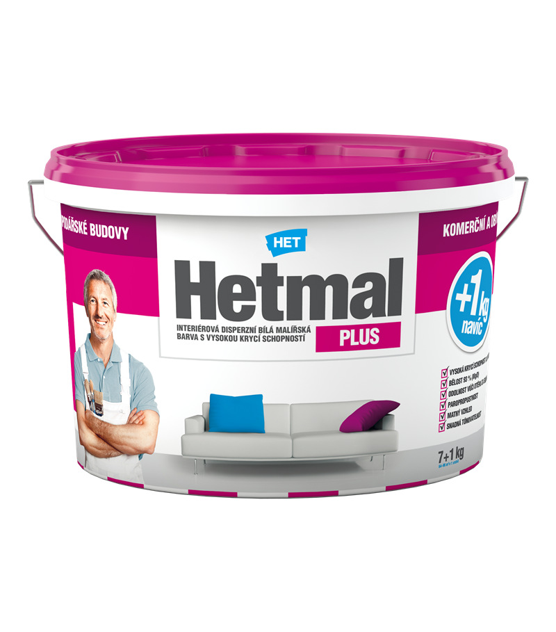Het Hetmal Plus - Biela interiérová farba 7kg+1kg zdarma