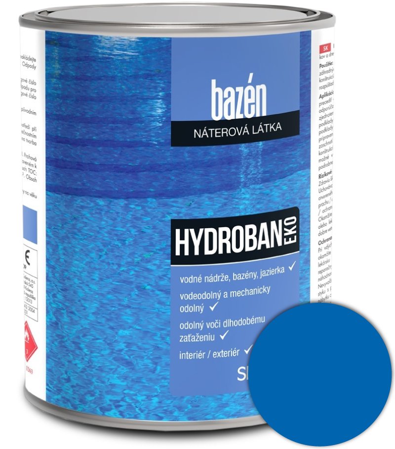 Slovlak Hydroban 0420 EKO - modrá syntetická náterová hmota na bazény 10kg