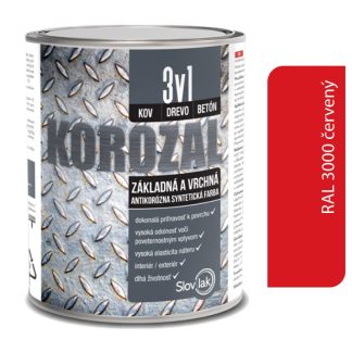Slovlak Korozal 3v1 RAL 3000 červený 0,75l
