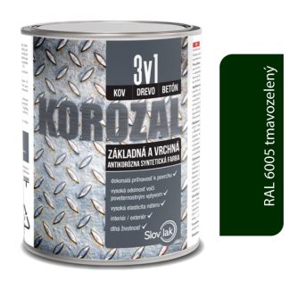 Slovlak Korozal 3v1 RAL 6005 tmavolozelený 0,75l