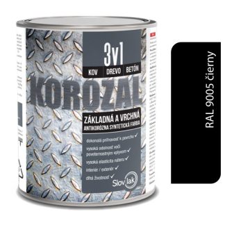 Slovlak Korozal 3v1 RAL 9005 čierny 0,75l