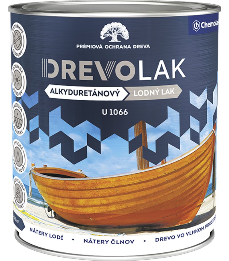 Chemolak Lodný lak U1066 - Alkyduretánový lesklý transparentný lak na drevo 2,5l