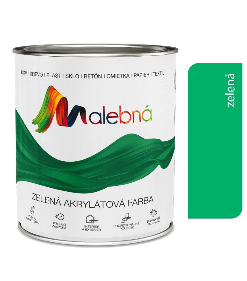Chemolak Malebná 0520 zelená - Vrchná akrylátová pololesklá farba 0,7l