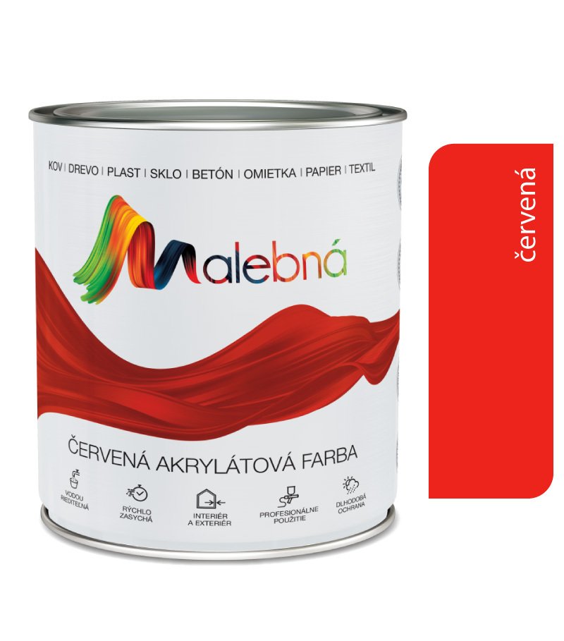 Chemolak Malebná 0812 červená - Vrchná akrylátová pololesklá farba 0,7l
