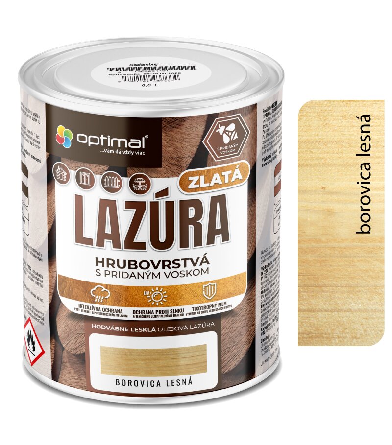 Optimal Zlatá lazúra Borovica 2,25l - laková olejová lazúra s voskami