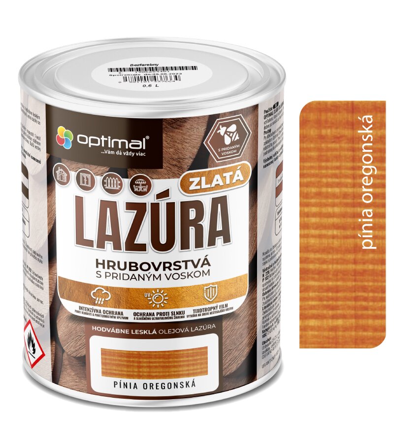 Optimal Zlatá lazúra Pínia 2,25l - laková olejová lazúra s voskami
