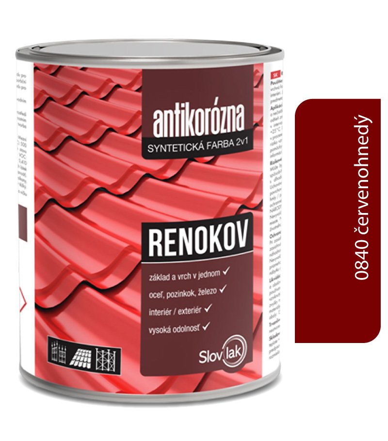 Slovlak Renokov červenohnedý - Antikorózna farba na kov 10kg